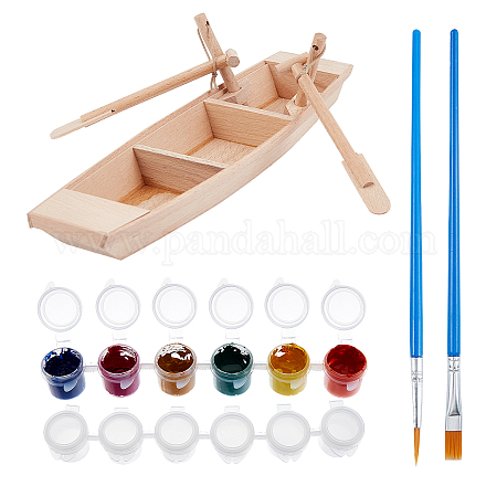 PandaHall Unfinished Wooden Boat Small Model with Oar DIY-PH0027-94-1