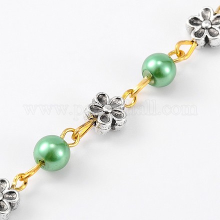 Fatti a mano rotonda perline perle di vetro catena per collane bracciali fare AJEW-JB00072-05-1
