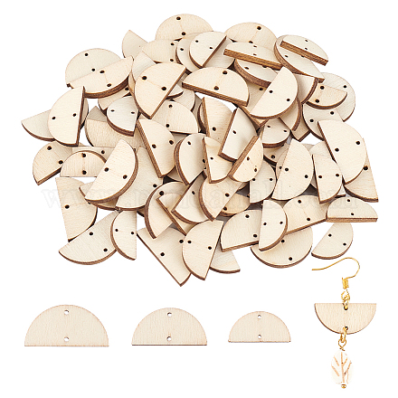 Olycraft 30 Sets 3 Sizes Undyed Wood Connector Charms WOOD-OC0002-94-1