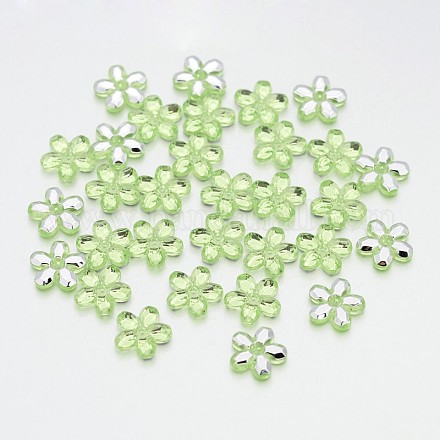 Back Plated Faceted Flower Taiwan Acrylic Rhinestone Beads ACRT-M05-10-05-1