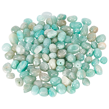 SUPERFINDINGS about 128 pcs Natural Green Stone Beads 5~8.5 mm Irregular Natural Amazonite Beads Nugget Drilled Loose Gemstone Bead for Jewelry Making G-FH0001-60-1