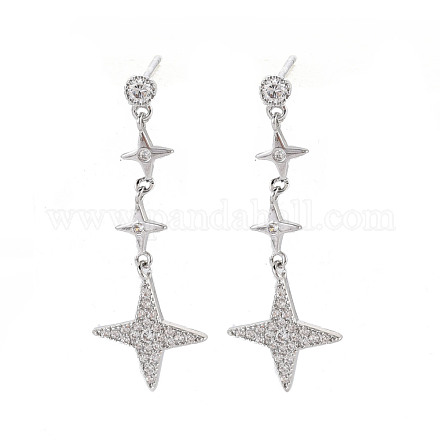 Star Long Dangle Stud Earrings EJEW-S199-24P-NF-1