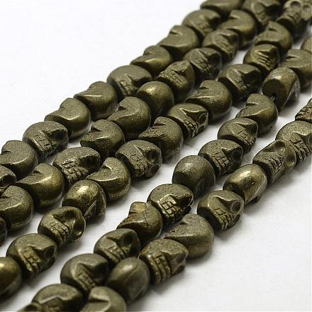 Electroplated Natural Pyrite Beads Strands G-N0258-S-01-1