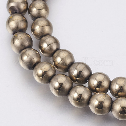 Electroplate Non-Magnetic Synthetic Hematite Beads Strands G-F585-C04-6mm-1