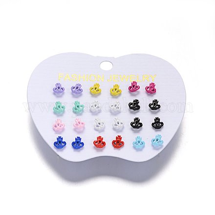Spray Painted Crown Alloy Ear Studs EJEW-M184-13-1