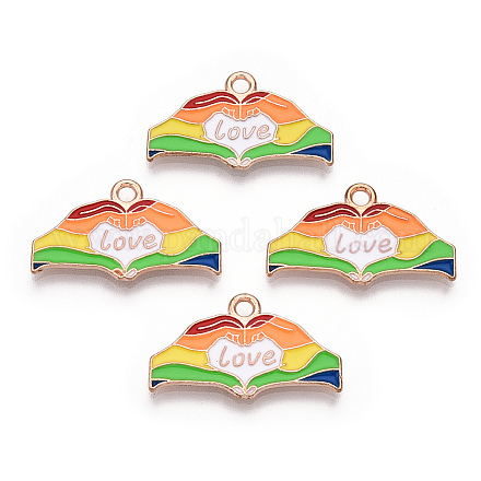 Regenbogenfarbene Pride-Emaille-Anhänger aus Legierung ENAM-K067-17-1