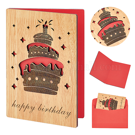 Craspire с днем рождения деревянная открытка DIY-CP0006-75M-1