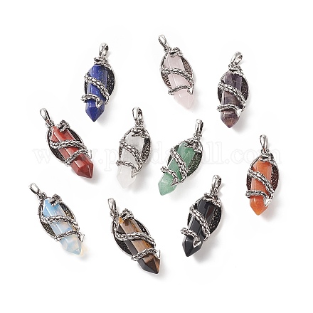 Natural & Synthetic Mixed Gemstone Pointed Pendants G-C051-01-1