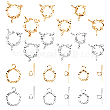 UNICRAFTALE 12pcs 6 Sizes Spring Ring Clasps and Ring Toggle Clasps 2 Colors Stainless Steel Clasps Round Close Ring Clasp for DIY Jewelry Making 2.5~3mm Hole DIY-UN0003-10-1