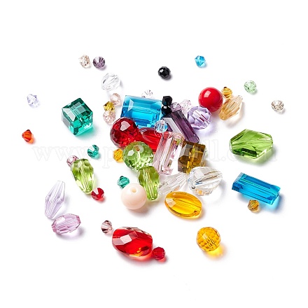 50pcs perles de verre transparentes à facettes GLAA-D003-02-1