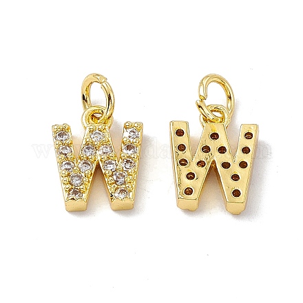 Real 18K Gold Plated Brass Micro Pave Clear Cubic Zirconia Charms KK-E068-VB452-W-1