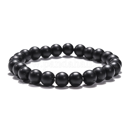Pierre noire bracelets en perles synthétiques stretch B072-3-1