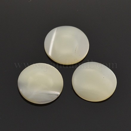 Натуральная белая ракушка перламутр плоские круглые кабошоны SSHEL-E551-27-1