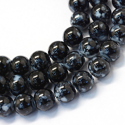 Chapelets de perles rondes en verre peint de cuisson DGLA-Q019-6mm-73-1