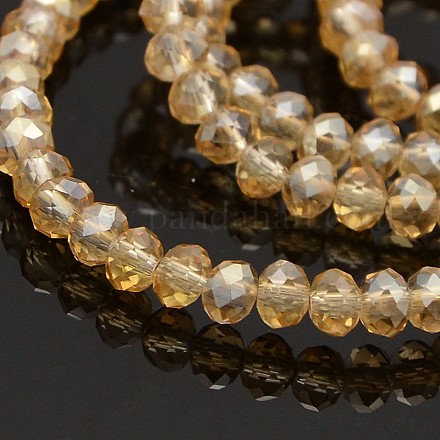 Pearl Luster Plated Faceted Rondelle Glass Beads Strands GLAA-A024D-PL01-1