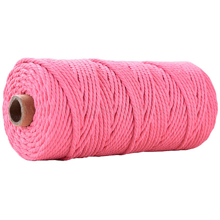 工芸品の編み物用の綿糸  濃いピンク  3mm  約109.36ヤード（100m）/ロール KNIT-PW0001-01-36-1