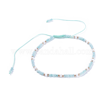 Verstellbarer Nylonfaden geflochtene Perlen Armbänder BJEW-JB04377-04-1