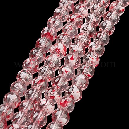 Hilos de perlas de vidrio transparente pintado pintado DGLA-R053-02D-1