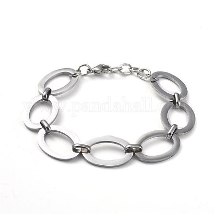 304 de acero inoxidable pulseras de cadena enlace BJEW-G582-41P-1