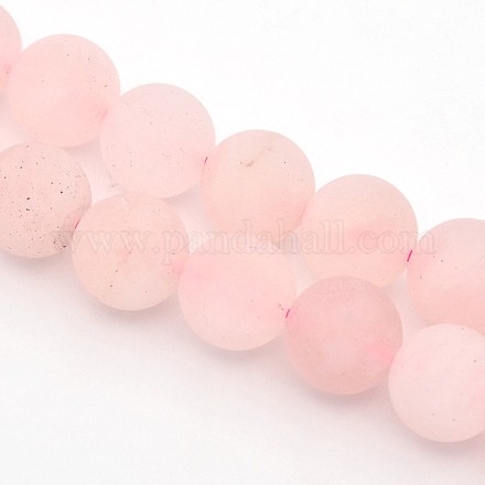 Frosted Round Natural Rose Quartz Beads Strands G-E302-102-12mm-1