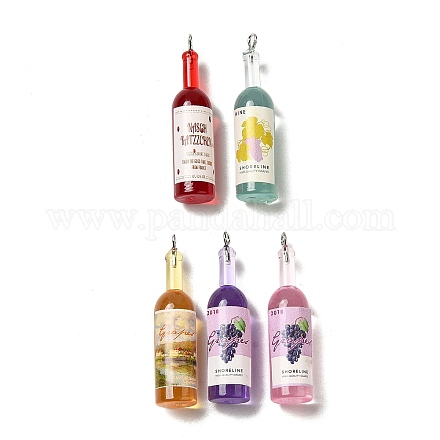 Pendentifs de bouteille de vin en résine transparente RESI-P030-01P-1