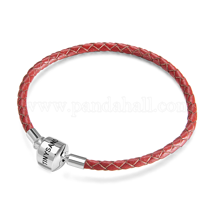 Bracelets européens en cuir rouge en argent sterling tinysand TS-B134-R-17-1