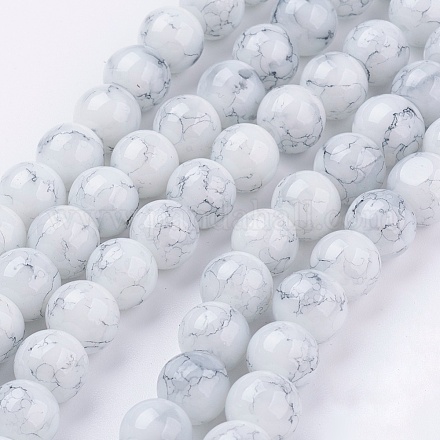 Spray Painted Glass Beads Strands X-GLAD-S075-8mm-65-1