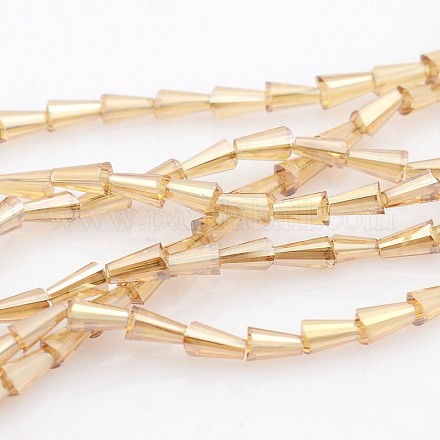 Faceted Pearl Luster Plated Cone Electroplate Glass Beads Strands EGLA-F092-04-1