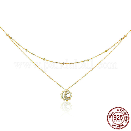 925 стерлингового серебра двухуровневый ожерелья NJEW-FF0006-01-1