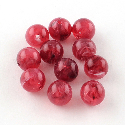 Perles rondes en acrylique d'imitation pierre précieuse X-OACR-R029-8mm-09-1