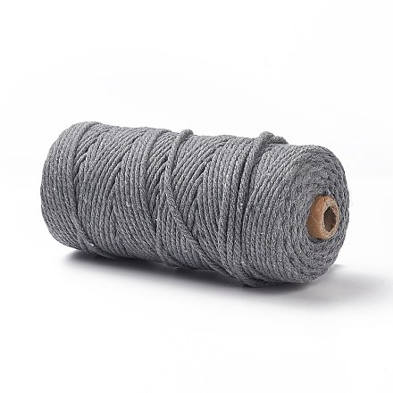 工芸品の編み物用の綿糸  グレー  3mm  約109.36ヤード（100m）/ロール KNIT-PW0001-01-33-1