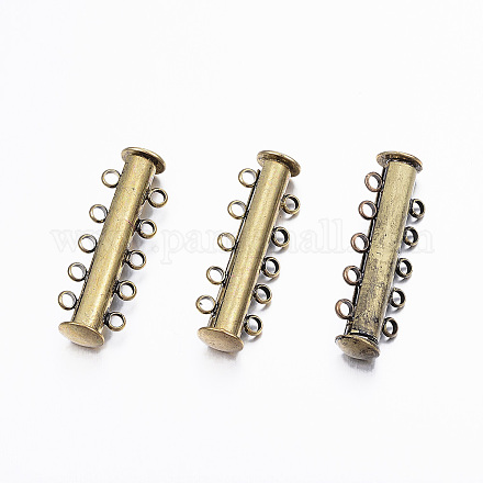 5-Strands 10-Holes Tube Brass Magnetic Slide Lock Clasps X-KK-D475-AB-NF-1