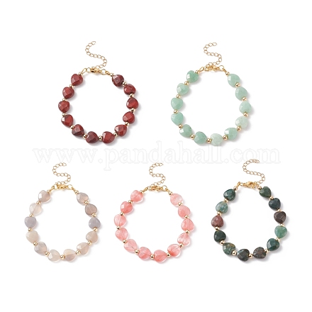 Bracelet de perles de coeur de pierres précieuses pour les femmes BJEW-JB08697-1