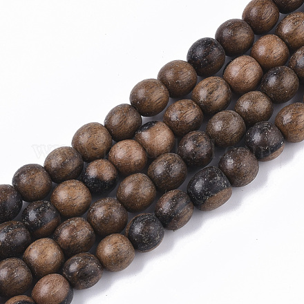 Fili di perline di legno di ebano naturale e non colorato WOOD-T024-033-1