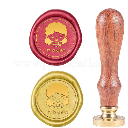 SUPERDANT Vintage Wax Seal Stamp 25mm Retro Girl Sealing stamp Removable Brass Head Wooden Handle for Envelope Invitation Card Embellishment Creative Gift AJEW-WH0131-310-1