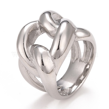 304 ovaler stämmiger Twist-Ring aus Edelstahl RJEW-B040-15P-1