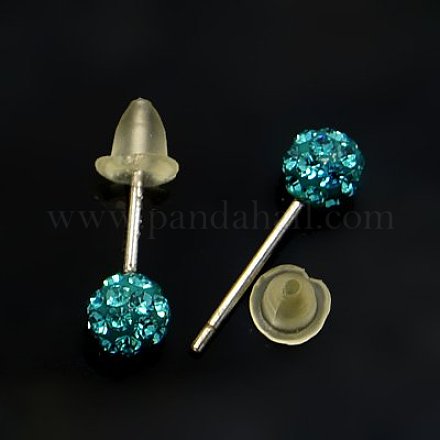 Valentines Day Gift Round Austrian Crystal Ball Stud Earrings SWARJ-J044-22-1