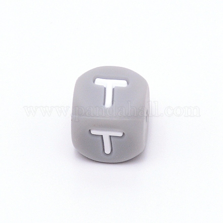 Silikon-Alphabet-Perlen für die Herstellung von Armbändern oder Halsketten SIL-TAC001-01A-T-1