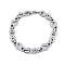 201 Stainless Steel Hollow Oval Byzantine Chain Bracelets, 304 Stainless Steel Clasps, Chain Mail Weaves Jewelry for Women Men, Stainless Steel Color, 8-1/2 inch(21.5cm)