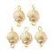 Plating ABS Plastic Shell Connector Charms, with Brass Double Loops, Light Gold Plated, 15x9x4mm, Hole: 2mm