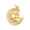 Rack Plating Brass Micro Pave Cubic Zirconia Pendants, Long-Lasting Plated, Lead Free & Cadmium Free, Moon Charms, with Jump Ring, Real 18K Gold Plated, 19x16x3.5mm, Hole: 3mm