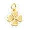 Brass Charms, Clover, Long-Lasting Plated, Rack Plating, with Jump Ring, Real 18K Gold Plated, 12.5x10.5x2mm, Hole: 3.2mm