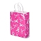 Awareness Ribbon Print Paper Packing Tote Bags, Shopping Bags with Handles, Rectangle, Hot Pink, 15x8x21cm