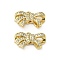 Brass Micro Pave Cubic Zirconia Beads, Bowknot, Real 18K Gold Plated, 9.5x18.5x6mm, Hole: 1.3mm