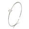Rack Plating Brass Micro Pave Clear Cubic Zirconia Letter Open Cuff Bangles, Torque Bangles for Women, Platinum, Lead Free & Cadmium Free, Letter Q, Inner Diameter: 1-7/8x2-1/4 inch(4.8x5.8cm)