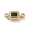 Brass Micro Pave Cubic Zirconia Box Clasps, with Glass, Rectangle, Real 18K Gold Plated, 22x10.5x8mm