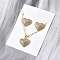 Heart Brass Micro Pave Cubic Zirconia Stud Earrings & Pendant Necklaces Sets, Cadmium Free & Lead Free, Long-Lasting Plated, Rack Plating, Real 18K Gold Plated, 18.03 inch(458mm)