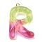 Resin Pendant, with Iron Ring Finding, Letter A~Z, Letter R, 39x26.5x8mm, Hole: 2mm