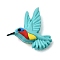 Silicone Beads, Focal Beads, Hummingbird, with Glitter Powder, Cyan, 28x31.5x12mm, Hole: 3mm