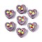 Handmade Lampwork Beads, Heart with Flower, Medium Purple, 15~16x16~17x8~10mm, Hole: 1.2~1.6mm